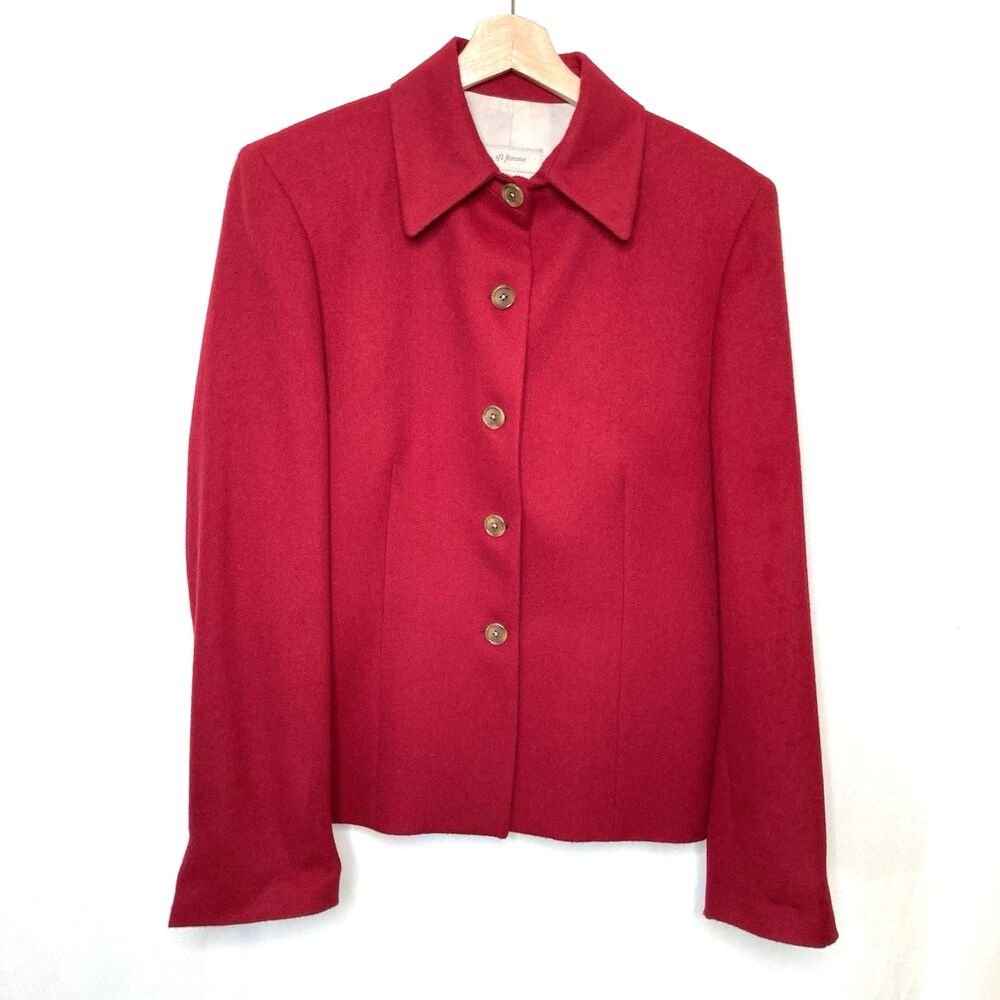 SFI Femme Loro Piana Italy Red 100% Worsted Camel Hair Blazer Size 10 Super Soft